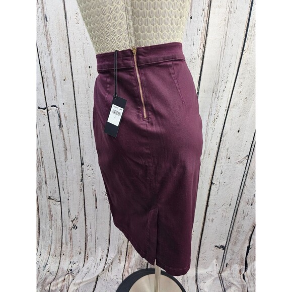 ALK Women's 6 Jen 7 For All Mankind Burgundy Coated Denim Straight Pencil Skirt - Picture 5 of 10